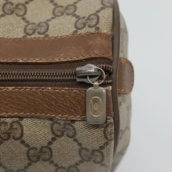 GUCCI GG Supreme Web Sherry Line Boston Bag PVC Beige Green Red Auth - Picture 9 of 16